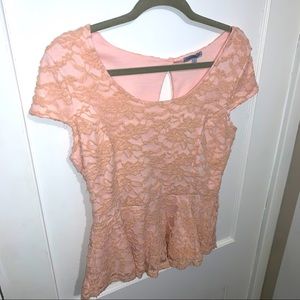 Peachy Pink Lace Peplum Top Charlotte Russe